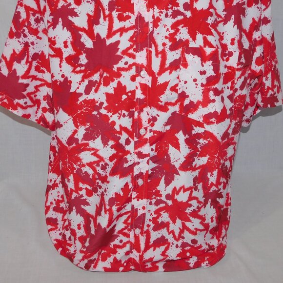 EH Canada Red White Maple Leaf Mens XL Short sleeve Button Front Shirt Canadian - Picture 3 of 10